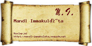 Mandl Immakuláta névjegykártya